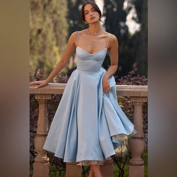 House of CB Mademoiselle Cinderella Blue Tulle Midi Dress Large - Picture 1 of 9